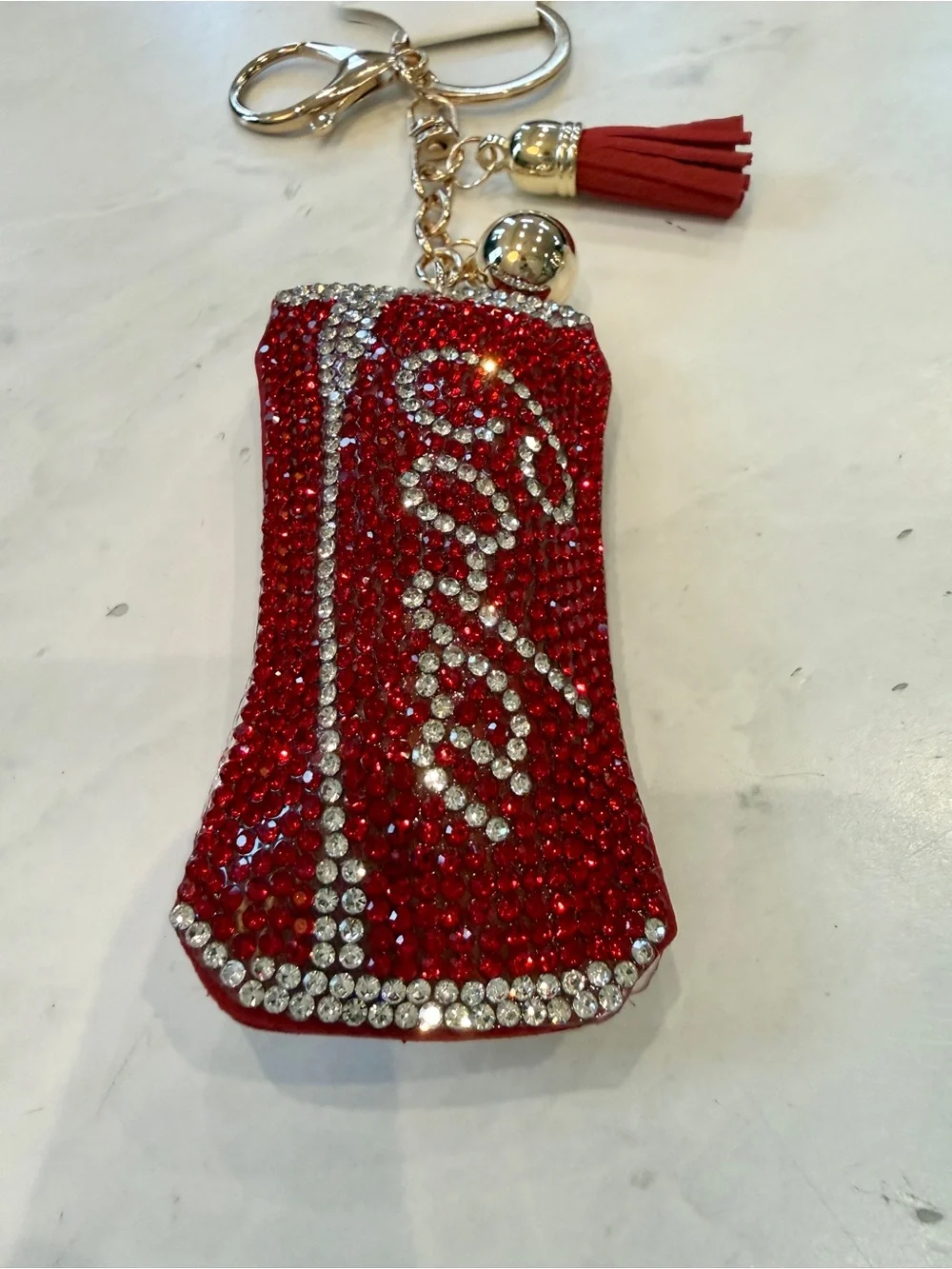 ✨ NWT Bling Rhinestone Coca-Cola Soda Can Puffy Keychain Bag Charm ✨